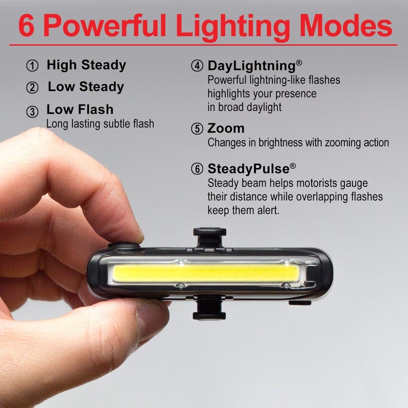 Cygolite Hotrod Frontâ€“ 110 Lumen Bike Lightâ€“ 3 Night & 3 Daytime Modesâ€“ Sleek Durable Design â€“IP64 Water Resistantâ€“ Sturdy Flexible Mountâ€“ USB Rechargeable Front Lightâ€“ for Road & Commuter Bicycles - Image 2